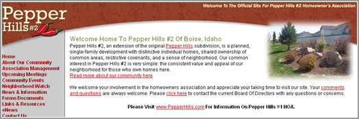 Pepper Hills Homeowner's Association - Boise, Idaho